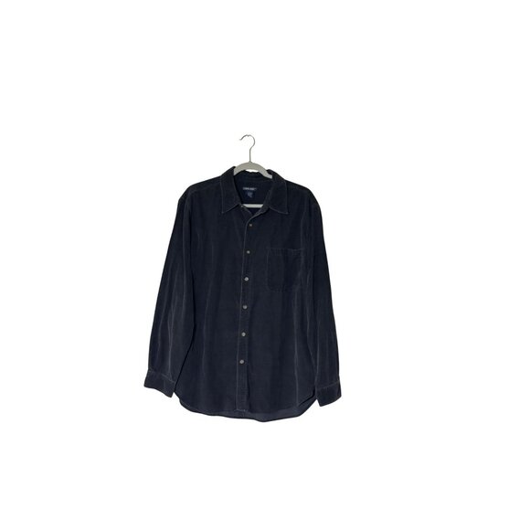 Cherokee Mens Long-Sleeve Button-Up Corduroy Black Shirt L Fall Basic Layering - Picture 6 of 6